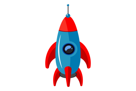 Colorful Rocket. Space Game Transport Graphics for Playful Branding