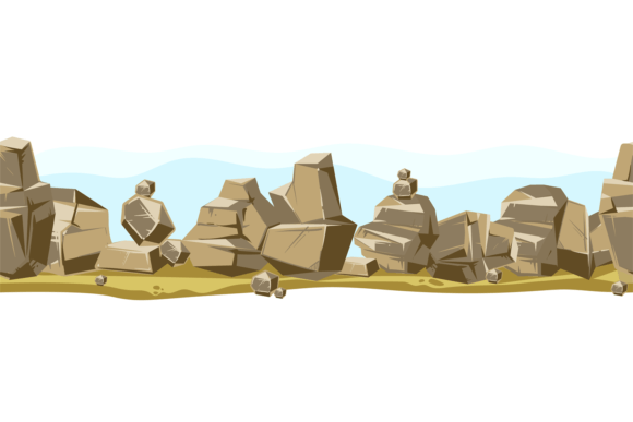 Rocky Game Background. Horizontal Seamle