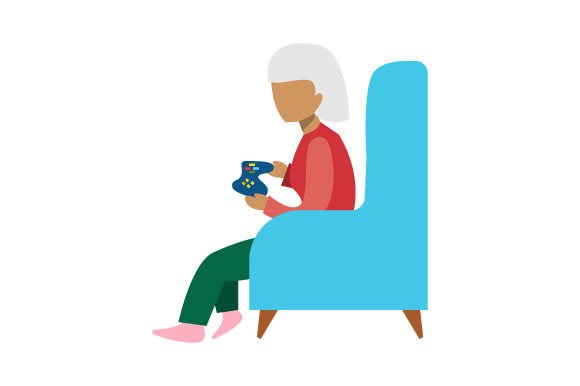 Senior Woman Playing with a Hand-held Game Controller – A Fun, Nostalgic Craft & Video Game Design for Sellers