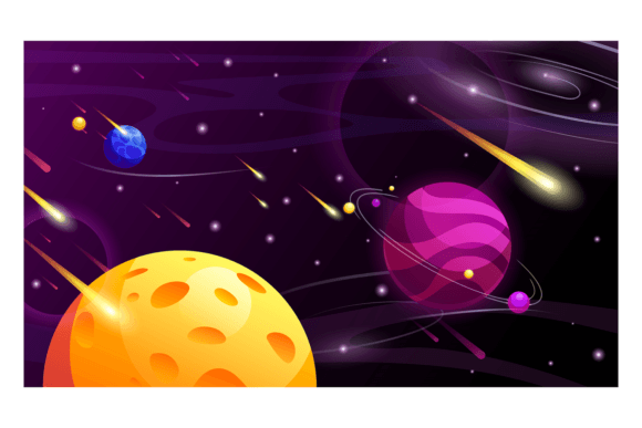 Space Game Background: Cartoon Planets for Playful Brand Graphics